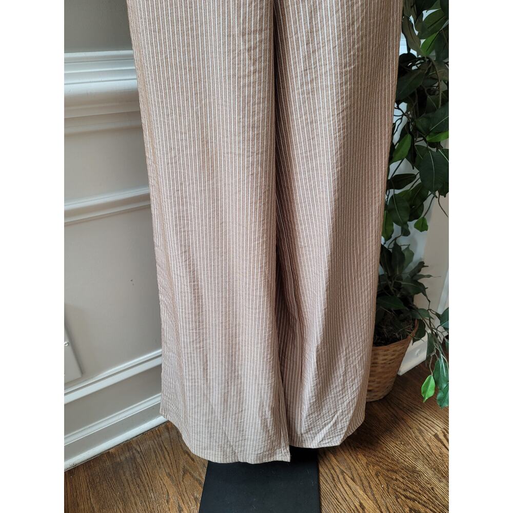 The Room Jumpsuit Women Medium Beige White Striped Cutout Wide Leg Sleeveless - Picture 5 of 12